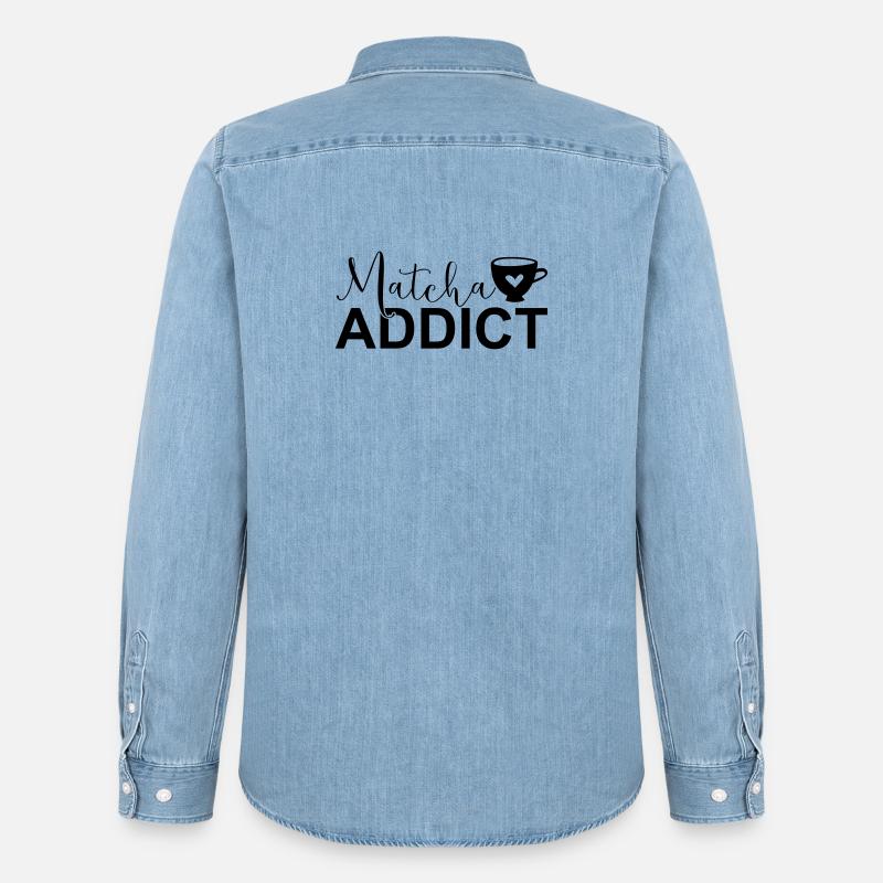 Matcha Addict SVG – Matcha Lover Design - Männer Jeanshemd Organic von Stanley/Stella - verwaschenes Hellblau