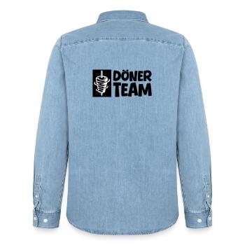 Döner Team - Männer Jeanshemd Organic von Stanley/Stella - verwaschenes Hellblau - Hinten - AI Model Male 185 light (185cm)