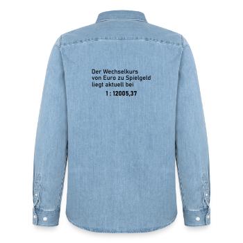 Wechselkurs - Männer Jeanshemd Organic von Stanley/Stella - verwaschenes Hellblau - Hinten - AI Model Male 185 light (185cm)