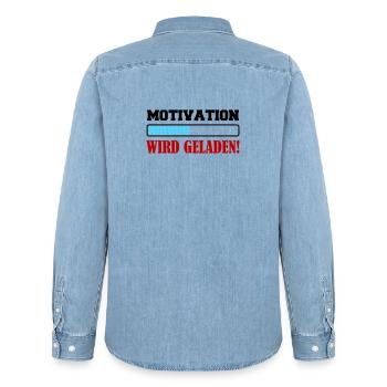 motivation_wird_geladen- - Männer Jeanshemd Organic von Stanley/Stella - verwaschenes Hellblau - Hinten - AI Model Male 185 light (185cm)