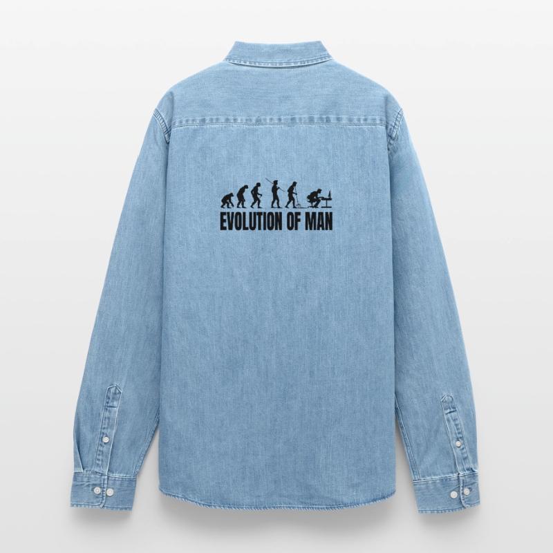 Programmierer Computerfreak Evolution Männer Jeanshemd Organic von Stanley/Stella