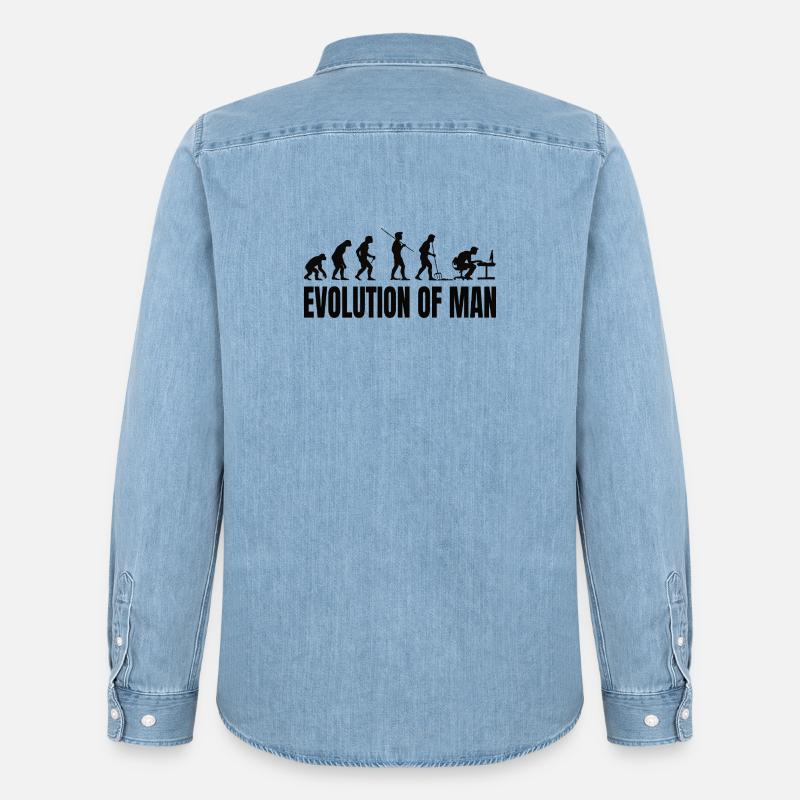 Programmer Computer Freak Evolution - Men’s Organic Denim Shirt by Stanley/Stella - light wash