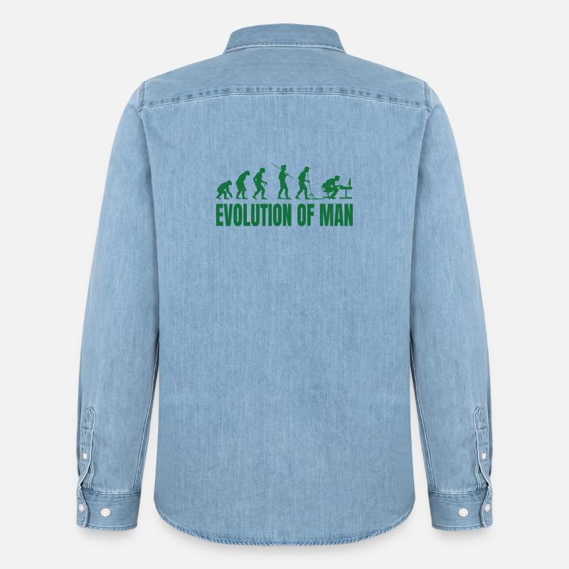 Evolution of Man Programmierer IT - Männer Jeanshemd Organic von Stanley/Stella - verwaschenes Hellblau