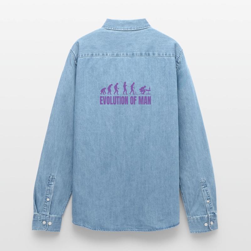 Programmierer Computerfreak Evolution Retro Männer Jeanshemd Organic von Stanley/Stella