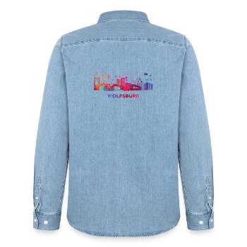 Wolfsburger Skyline Wolfsburg - Männer Jeanshemd Organic von Stanley/Stella - verwaschenes Hellblau - Hinten - AI Model Male 185 light (185cm)