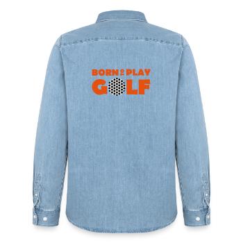 Born to play Golf - Men’s Organic Denim Shirt by Stanley/Stella - light wash - Back - AI Model Male 185 light (185cm)