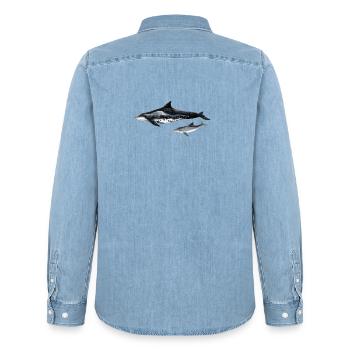 Rauzahndelfin - Dolphin - Steno rostre - Männer Jeanshemd Organic von Stanley/Stella - verwaschenes Hellblau - Hinten - AI Model Male 185 light (185cm)