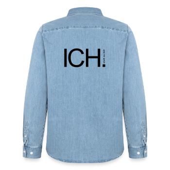 ICH steh zu mir. - Männer Jeanshemd Organic von Stanley/Stella - verwaschenes Hellblau - Hinten - AI Model Male 185 light (185cm)