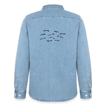 Oiseaux - Chemise en denim homme bio Stanley/Stella - bleu clair délavé - Dos - AI Model Male 185 light (185cm)