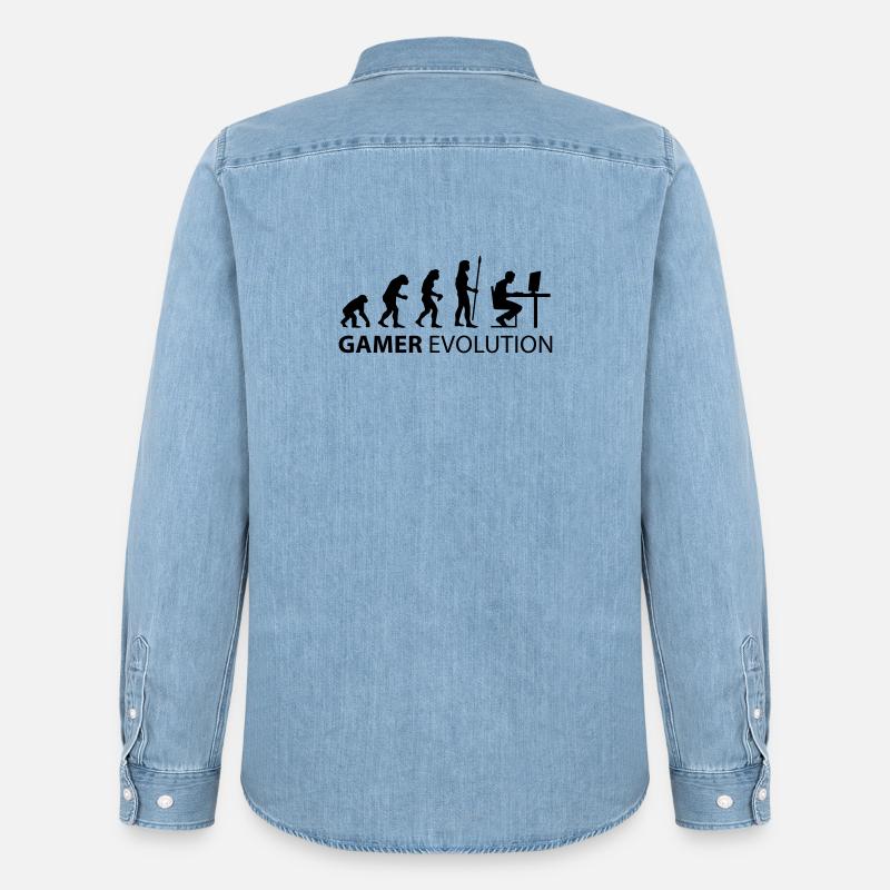 gamer evolution - Männer Jeanshemd Organic von Stanley/Stella - verwaschenes Hellblau