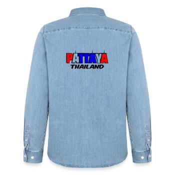 Pattaya Thaïlande - Chemise en denim homme bio Stanley/Stella - bleu clair délavé - Dos - AI Model Male 185 light (185cm)