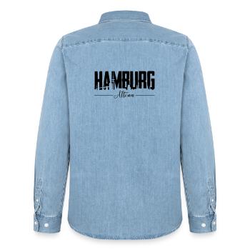 Hamburg Altona, City Shirt - Männer Jeanshemd Organic von Stanley/Stella - verwaschenes Hellblau - Hinten - AI Model Male 185 light (185cm)
