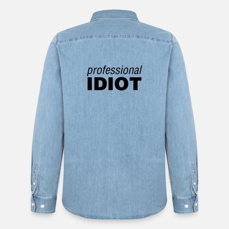 Professional Idiot - Männer Jeanshemd Organic von Stanley/Stella - verwaschenes Hellblau