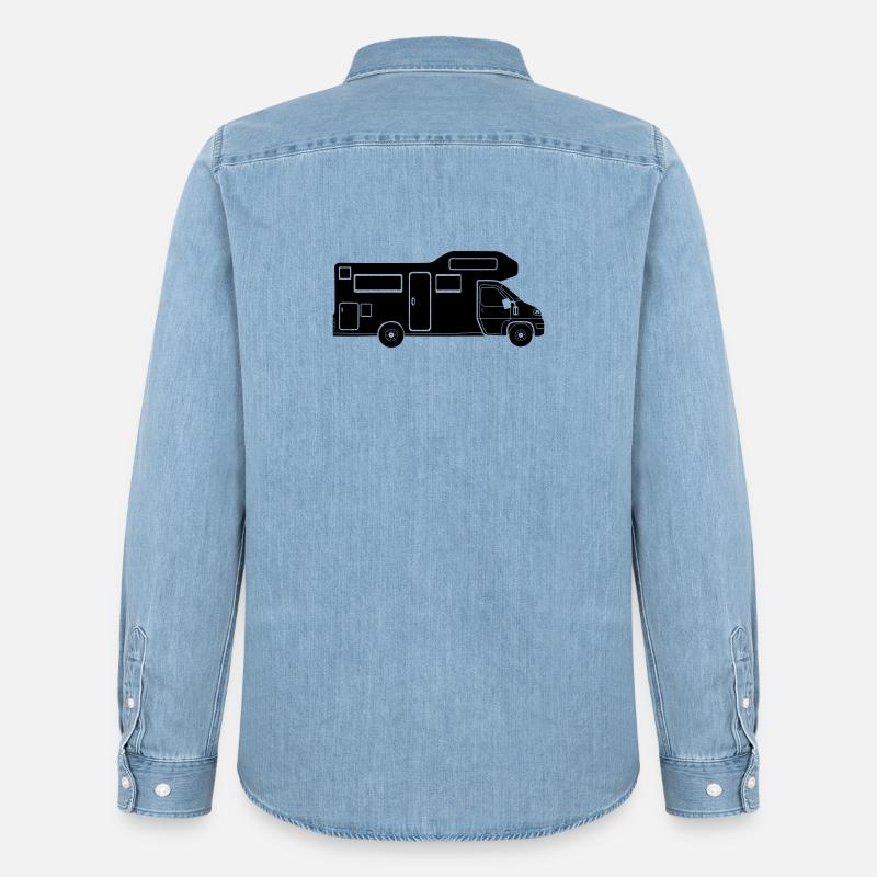 Wohnmobil-Silhouette – schlichtes Camping-Design - Männer Jeanshemd Organic von Stanley/Stella - verwaschenes Hellblau