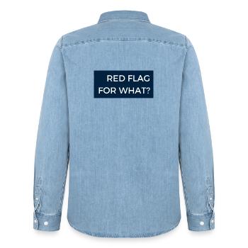 Red flag for what? Legendary Radio Message - Men’s Organic Denim Shirt by Stanley/Stella - light wash - Back - AI Model Male 185 light (185cm)