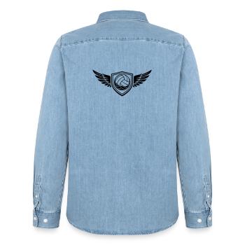 Blason du ballon de volley-ball - Chemise en denim homme bio Stanley/Stella - bleu clair délavé - Dos - AI Model Male 185 light (185cm)
