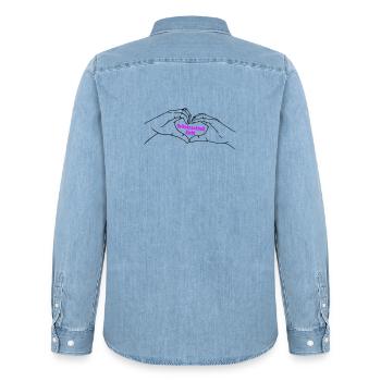 Herz Symbol Gicht - Männer Jeanshemd Organic von Stanley/Stella - verwaschenes Hellblau - Hinten - AI Model Male 185 light (185cm)