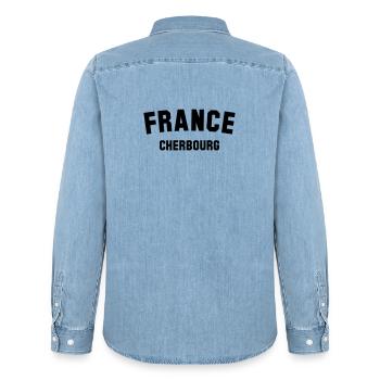 CHERBOURG France Frankreich - Chemise en denim homme bio Stanley/Stella - bleu clair délavé - Dos - AI Model Male 185 light (185cm)