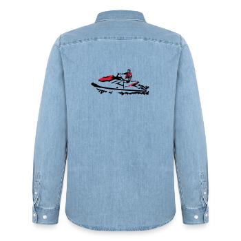 jetski - Men’s Organic Denim Shirt by Stanley/Stella - light wash - Back - AI Model Male 185 light (185cm)