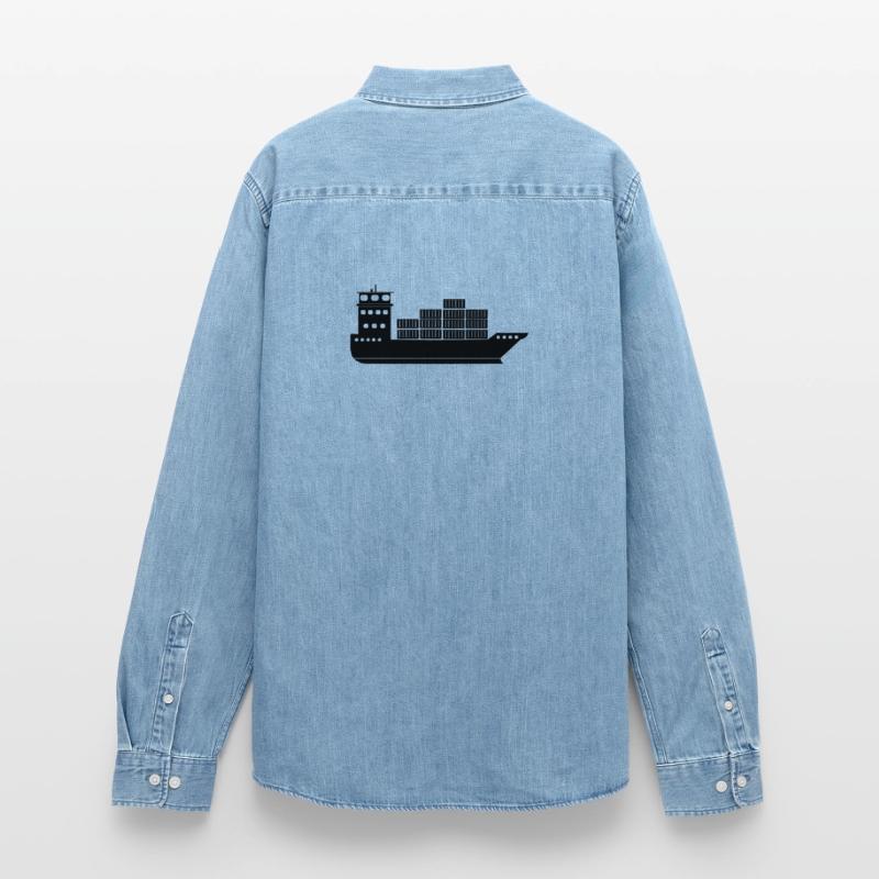 Seecontainerschiff oder Boot mit Containern Männer Jeanshemd Organic von Stanley/Stella