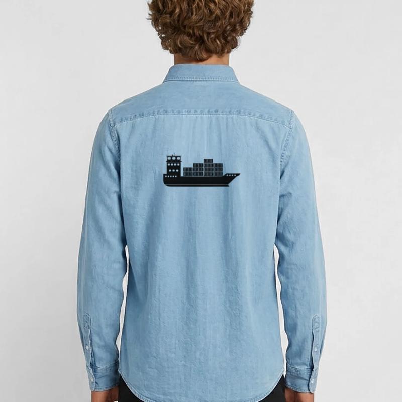 Seecontainerschiff oder Boot mit Containern Männer Jeanshemd Organic von Stanley/Stella