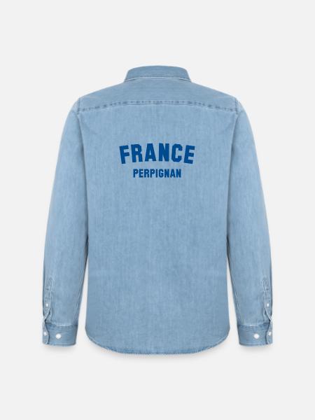 PERPIGNAN, France, France - Men’s Organic Denim Shirt by Stanley/Stella - light wash