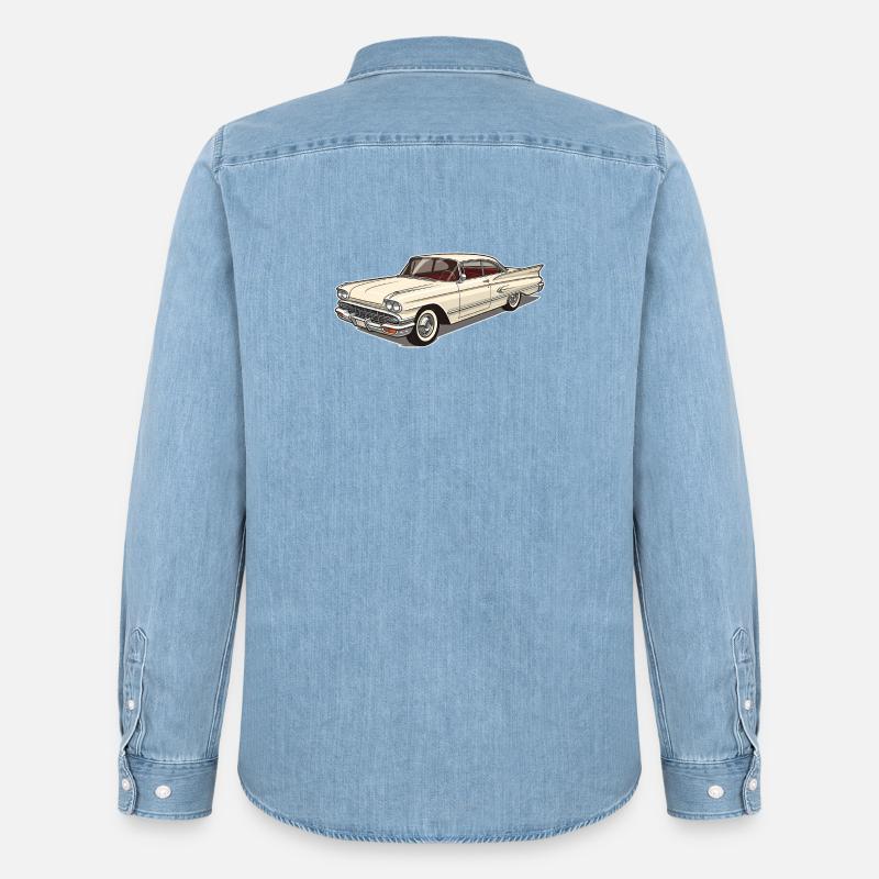 Klassischer Oldtimer - Elegantes Retro-Autodesign - Männer Jeanshemd Organic von Stanley/Stella - verwaschenes Hellblau