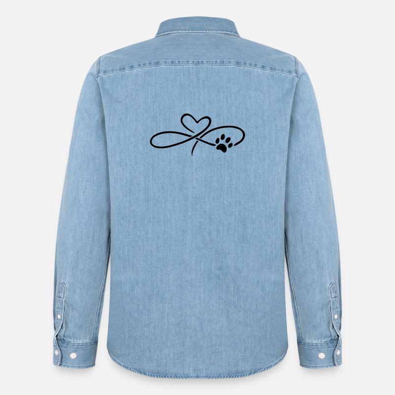 Infinity Herz mit Pfote Hund Katze - Männer Jeanshemd Organic von Stanley/Stella - verwaschenes Hellblau