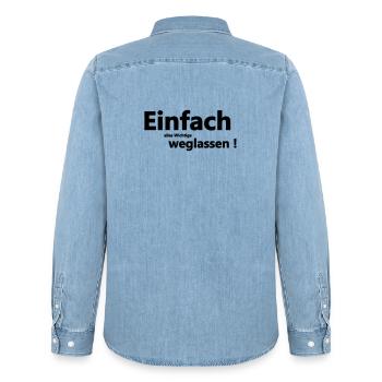 Einfach weglassen - Männer Jeanshemd Organic von Stanley/Stella - verwaschenes Hellblau - Hinten - AI Model Male 185 light (185cm)