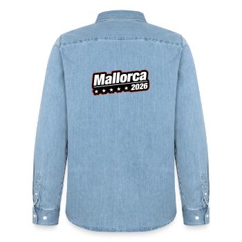 Majorque 2026 - Chemise en denim homme bio Stanley/Stella - bleu clair délavé - Dos - AI Model Male 185 light (185cm)