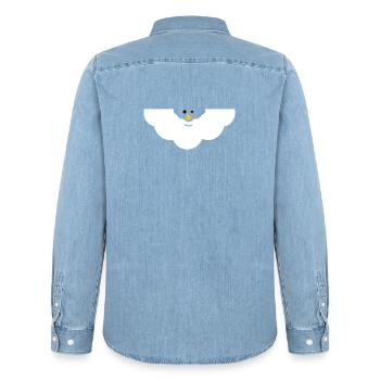 Cuddly Cloud Face - Men’s Organic Denim Shirt by Stanley/Stella - light wash - Back - AI Model Male 185 light (185cm)