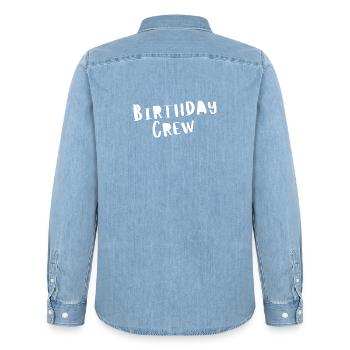 Birthday Crew - Männer Jeanshemd Organic von Stanley/Stella - verwaschenes Hellblau - Hinten - AI Model Male 185 light (185cm)