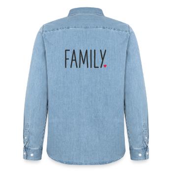 Family ❤️ – Liebevolles Textdesign - Männer Jeanshemd Organic von Stanley/Stella - verwaschenes Hellblau - Hinten - AI Model Male 185 light (185cm)