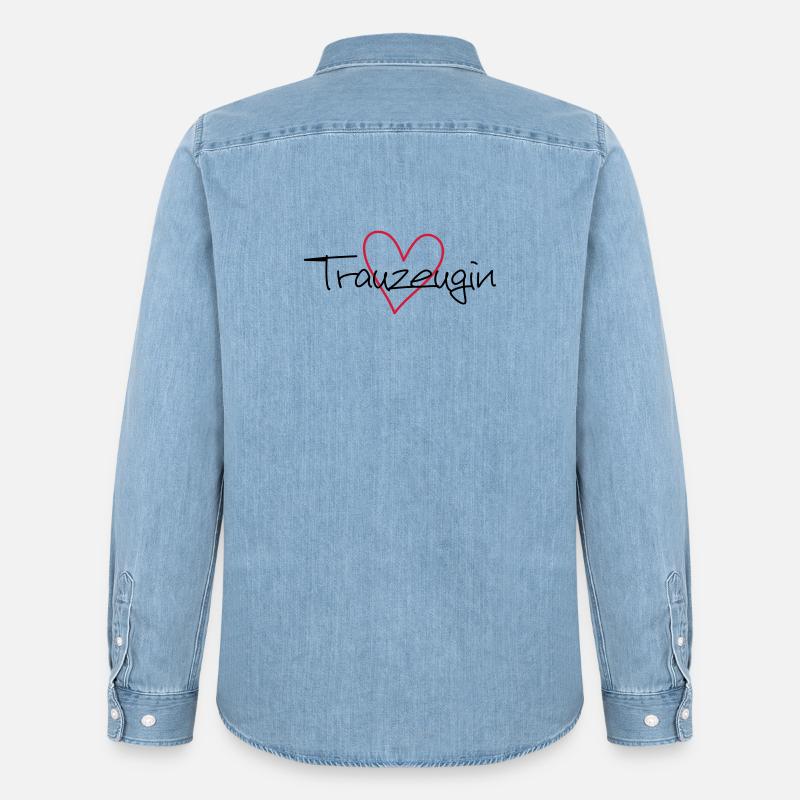 Trauzeugin Herz Junggesellenabschied - Männer Jeanshemd Organic von Stanley/Stella - verwaschenes Hellblau