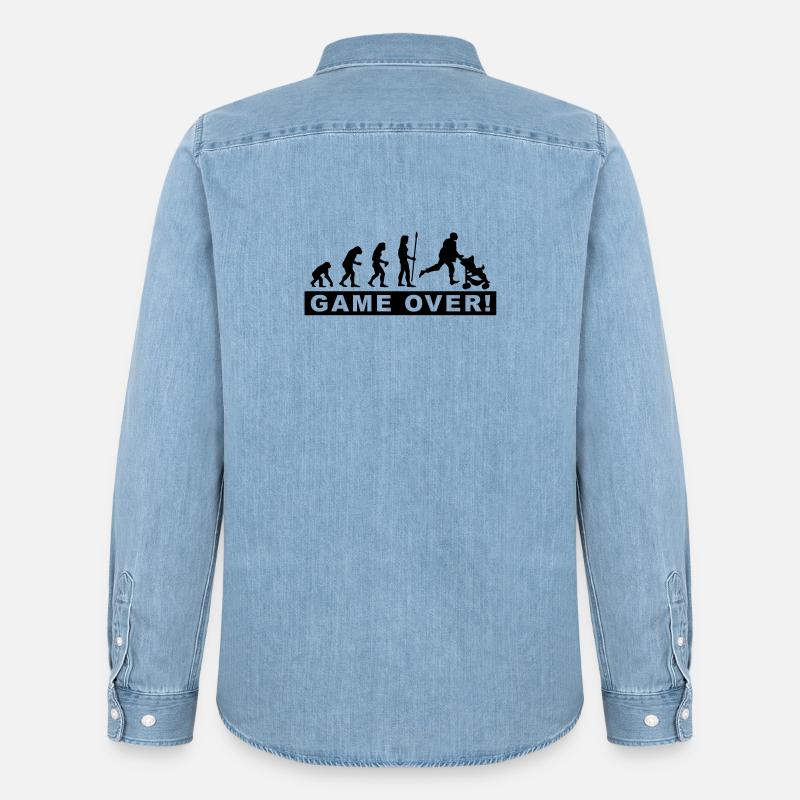 evolution_daddy - Chemise en denim homme bio Stanley/Stella - bleu clair délavé