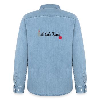 Bowling Pin und Ball Muster - Männer Jeanshemd Organic von Stanley/Stella - verwaschenes Hellblau - Hinten - AI Model Male 185 light (185cm)