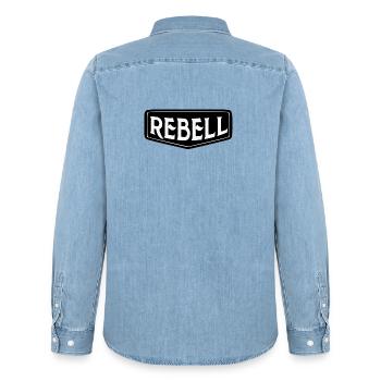 rebel dieb rowdy rebell bandit hustler gang crime - Men’s Organic Denim Shirt by Stanley/Stella - light wash - Back - AI Model Male 185 light (185cm)