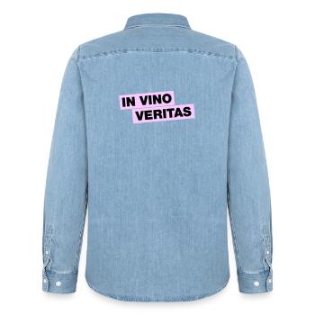 In Vino Veritas - Chemise en denim homme bio Stanley/Stella - bleu clair délavé - Dos - AI Model Male 185 light (185cm)
