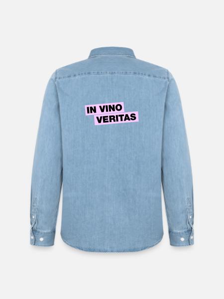In Vino Veritas - Männer Jeanshemd Organic von Stanley/Stella - verwaschenes Hellblau