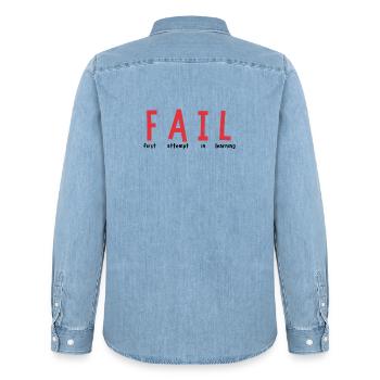 FAIL – Lernchance statt Niederlage - Chemise en denim homme bio Stanley/Stella - bleu clair délavé - Dos - AI Model Male 185 light (185cm)