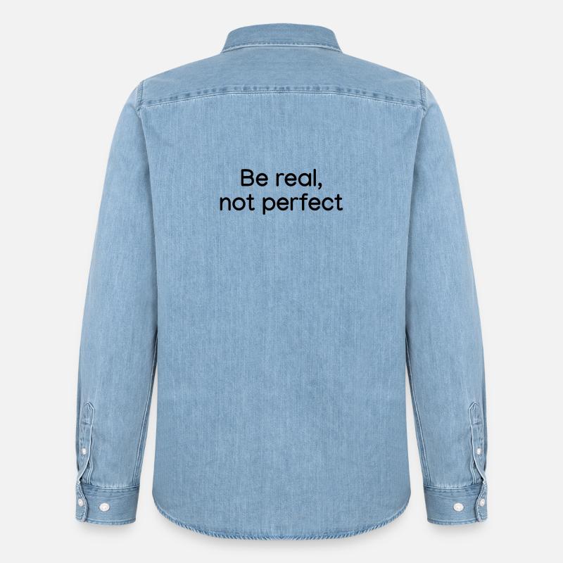 Sei echt, nicht perfekt weiß - Männer Jeanshemd Organic von Stanley/Stella - verwaschenes Hellblau