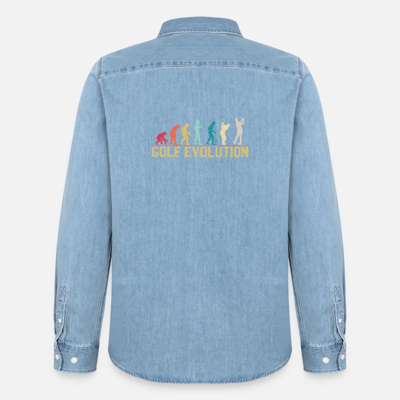 Golf Evolution Silhouette Design - Männer Jeanshemd Organic von Stanley/Stella - verwaschenes Hellblau