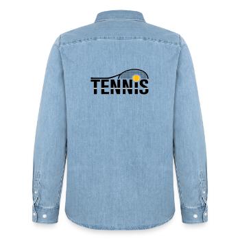 Logo tennis - Chemise en denim homme bio Stanley/Stella - bleu clair délavé - Dos - AI Model Male 185 light (185cm)