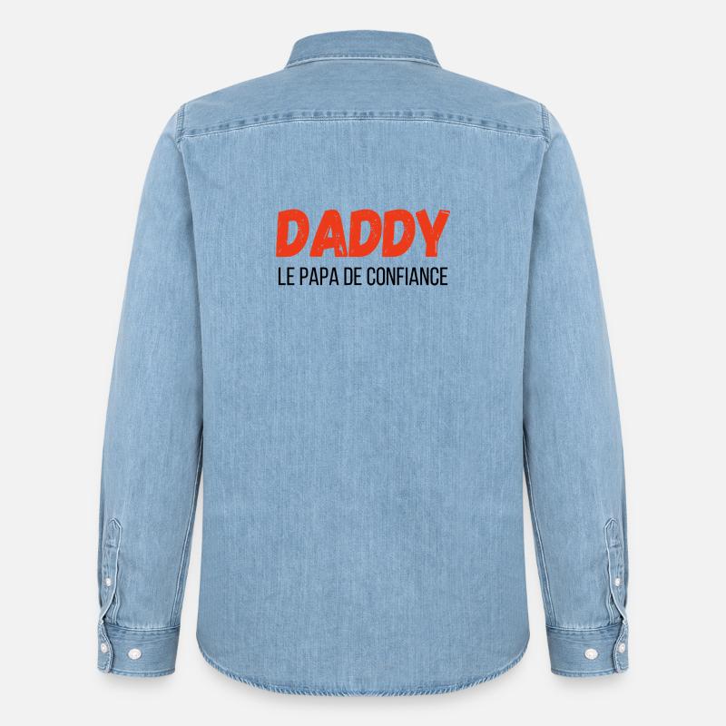 Daddy, der vertraute Papa – Geschenkidee - Männer Jeanshemd Organic von Stanley/Stella - verwaschenes Hellblau