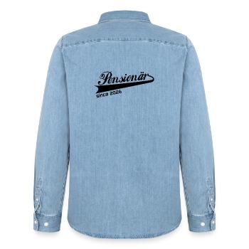 Pensioner 2026 Retirement Retirement Shirt, Jacket, Mug - Men’s Organic Denim Shirt by Stanley/Stella - light wash - Back - AI Model Male 185 light (185cm)