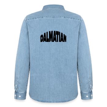 Lettres, lettresse dalmate - Chemise en denim homme bio Stanley/Stella - bleu clair délavé - Dos - AI Model Male 185 light (185cm)