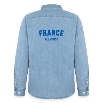 Mulhouse, France, France - Chemise en denim homme bio Stanley/Stella - bleu clair délavé - Dos - AI Model Male 185 light (185cm)