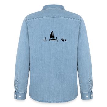 Voilier - Chemise en denim homme bio Stanley/Stella - bleu clair délavé - Dos - AI Model Male 185 light (185cm)