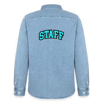 Staff Schriftzug - Männer Jeanshemd Organic von Stanley/Stella - verwaschenes Hellblau - Hinten - AI Model Male 185 light (185cm)