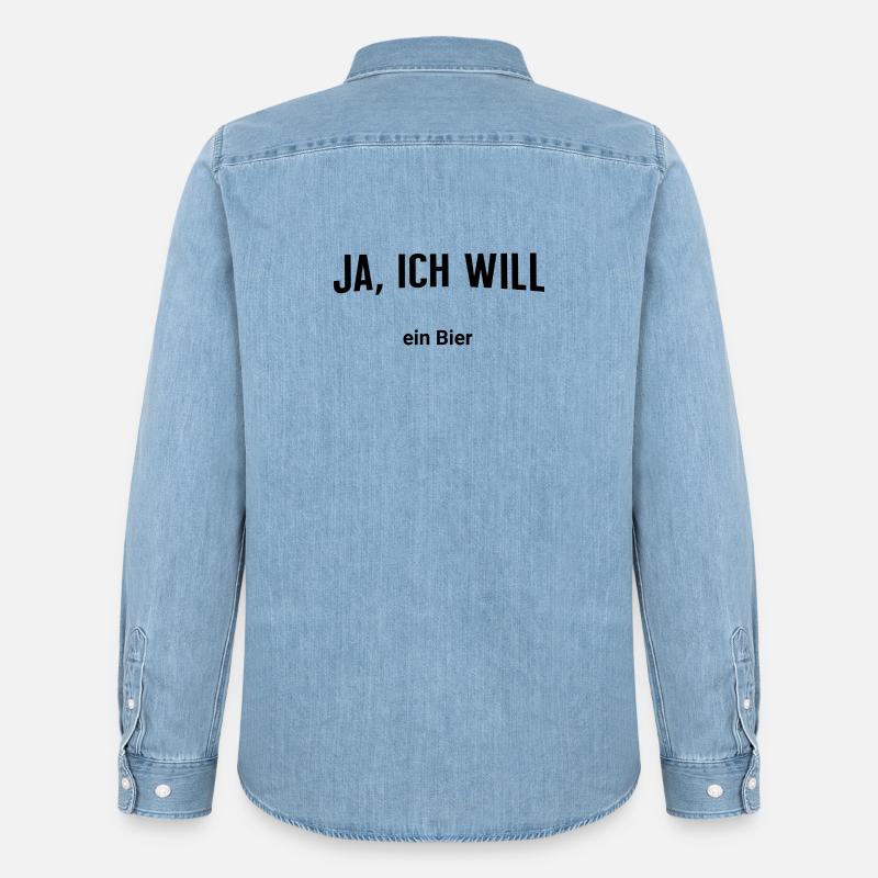 Ja, ich will - Ein Bier - Männer Jeanshemd Organic von Stanley/Stella - verwaschenes Hellblau